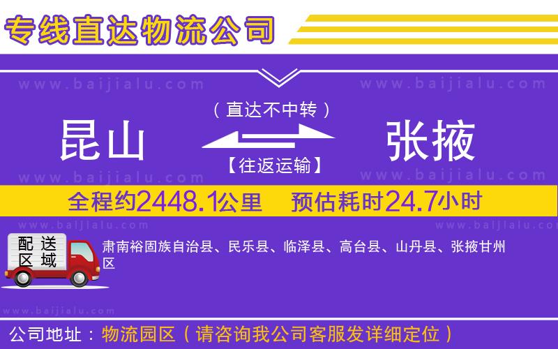 昆山到張掖物流專線