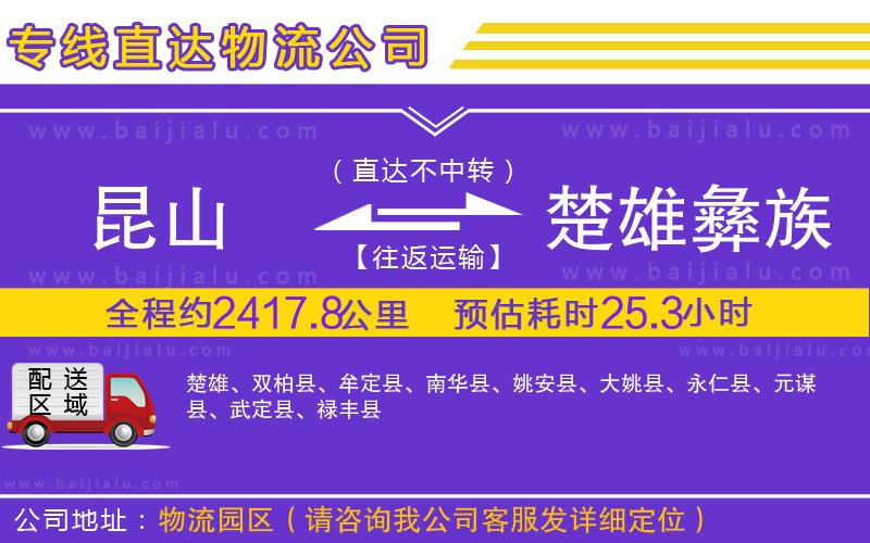 昆山到楚雄彝族自治州物流公司