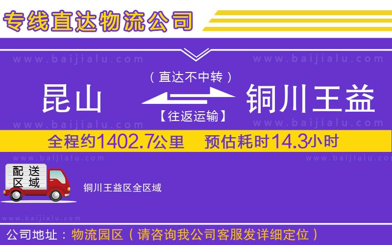 昆山到銅川王益區(qū)物流公司